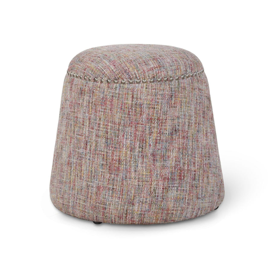 Multicolored textured ottoman on a white background