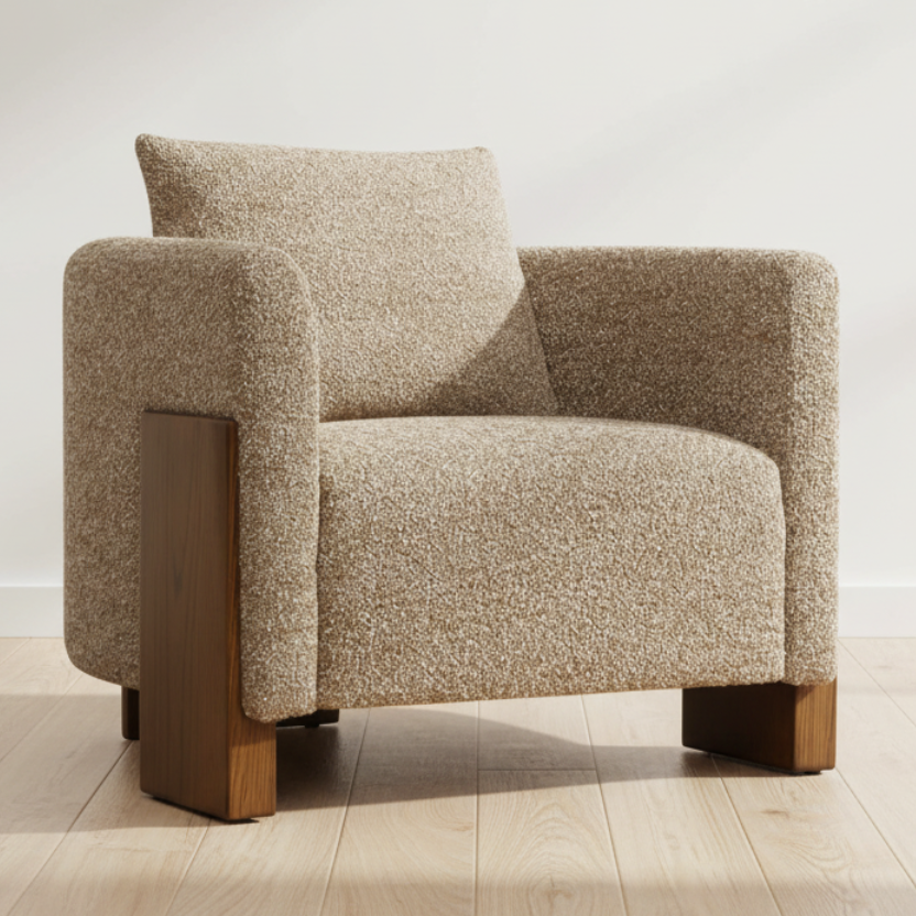 HALLIGAN AMBER BOUCLE UPHOLSTERED ARM CHAIR