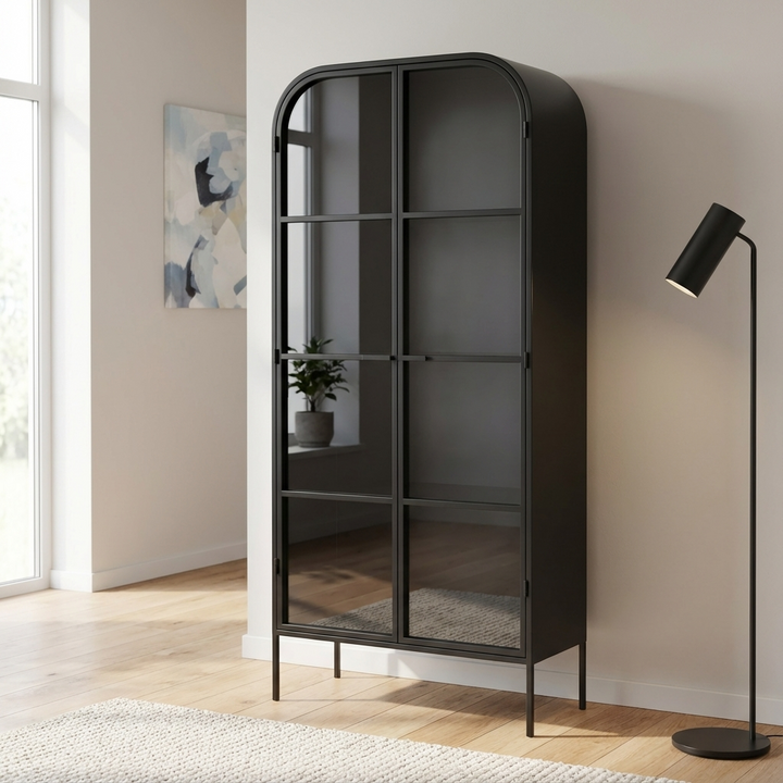 HALSEY INDUSTRIAL IRON & GLASS CABINET