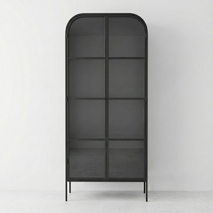 HALSEY INDUSTRIAL IRON & GLASS CABINET