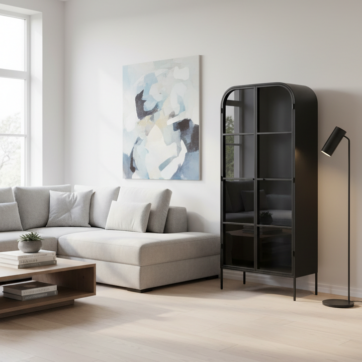 HALSEY INDUSTRIAL IRON & GLASS CABINET