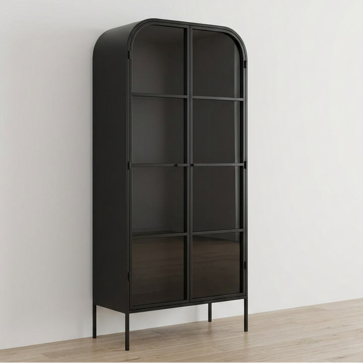 HALSEY INDUSTRIAL IRON & GLASS CABINET