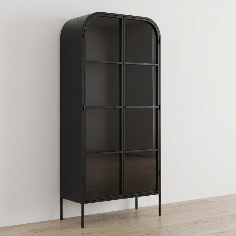HALSEY INDUSTRIAL IRON & GLASS CABINET