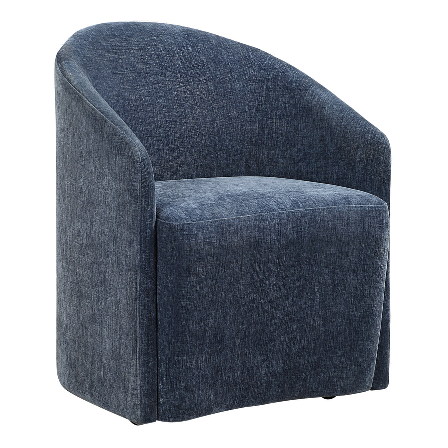 HARBOR TEXTURED VELVET ROLLING DINING CHAIR