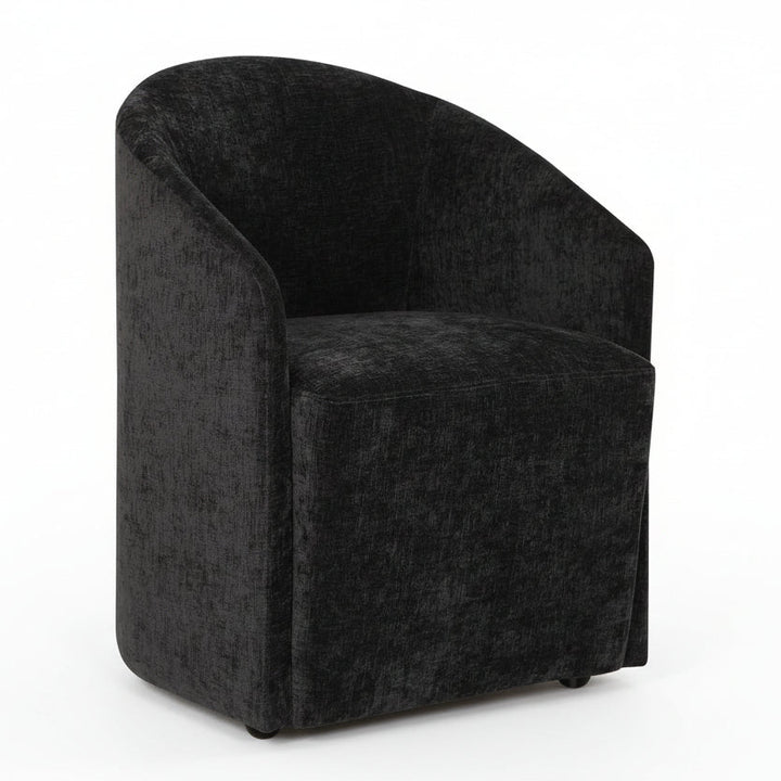 HARBOR TEXTURED VELVET ROLLING DINING CHAIR