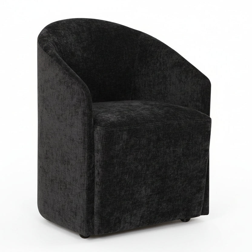 HARBOR TEXTURED VELVET ROLLING DINING CHAIR