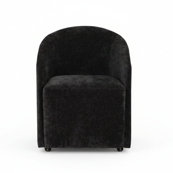 HARBOR TEXTURED VELVET ROLLING DINING CHAIR