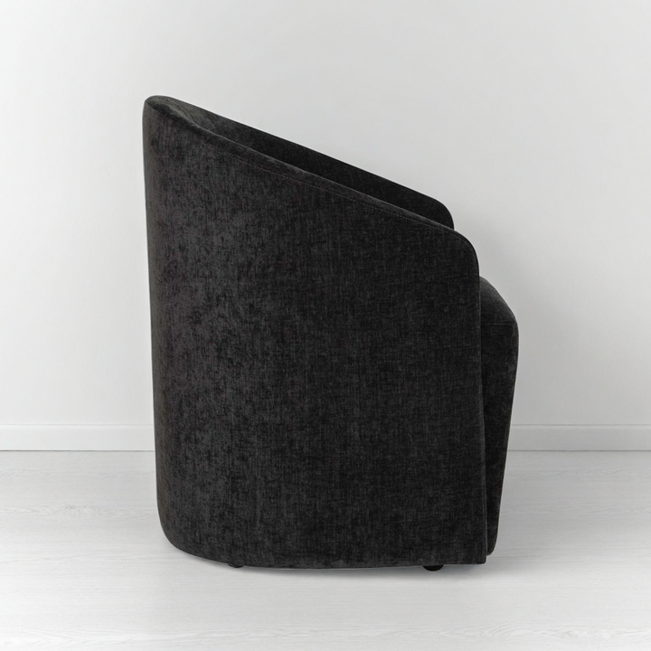 HARBOR TEXTURED VELVET ROLLING DINING CHAIR