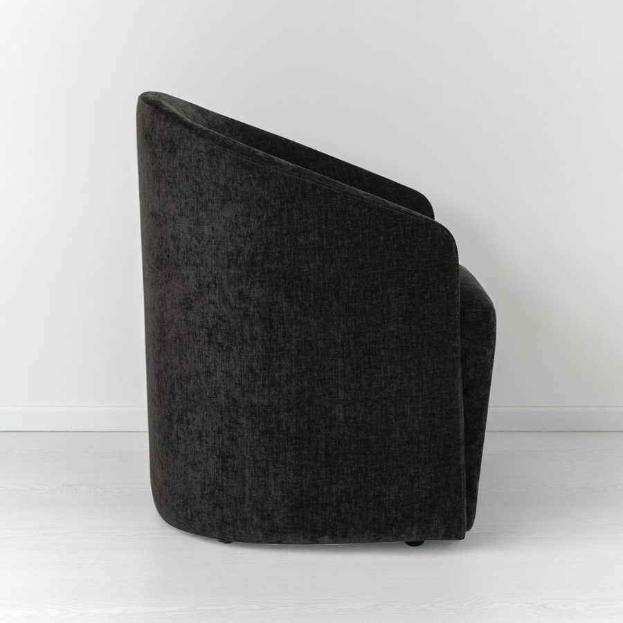 HARBOR TEXTURED VELVET ROLLING DINING CHAIR