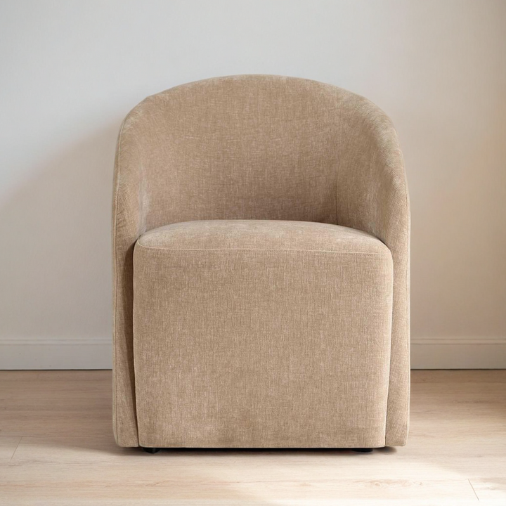 HARBOR TEXTURED VELVET ROLLING DINING CHAIR