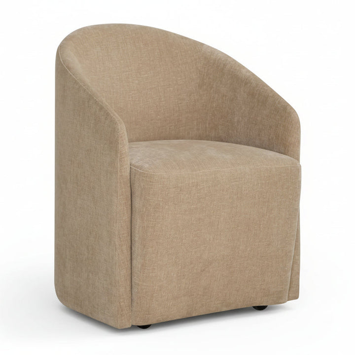HARBOR TEXTURED VELVET ROLLING DINING CHAIR