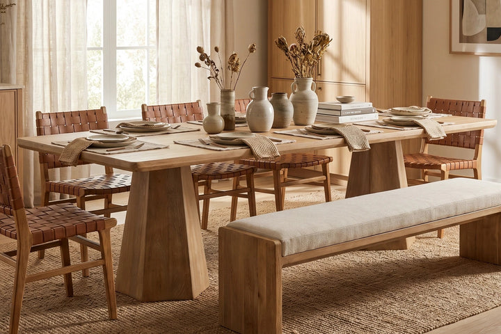 rectangular light oak wood table isolated