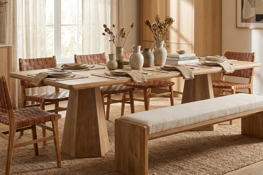 rectangular light oak wood table isolated