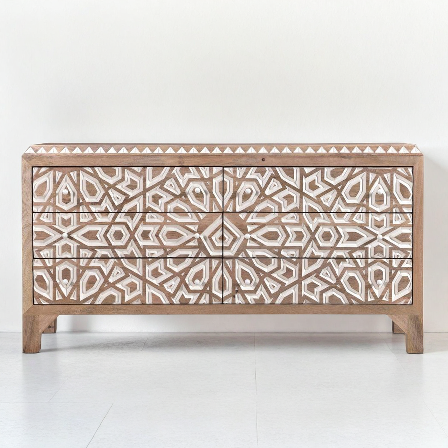 HAVELI GEOMETRIC CARVED WOOD DRESSER