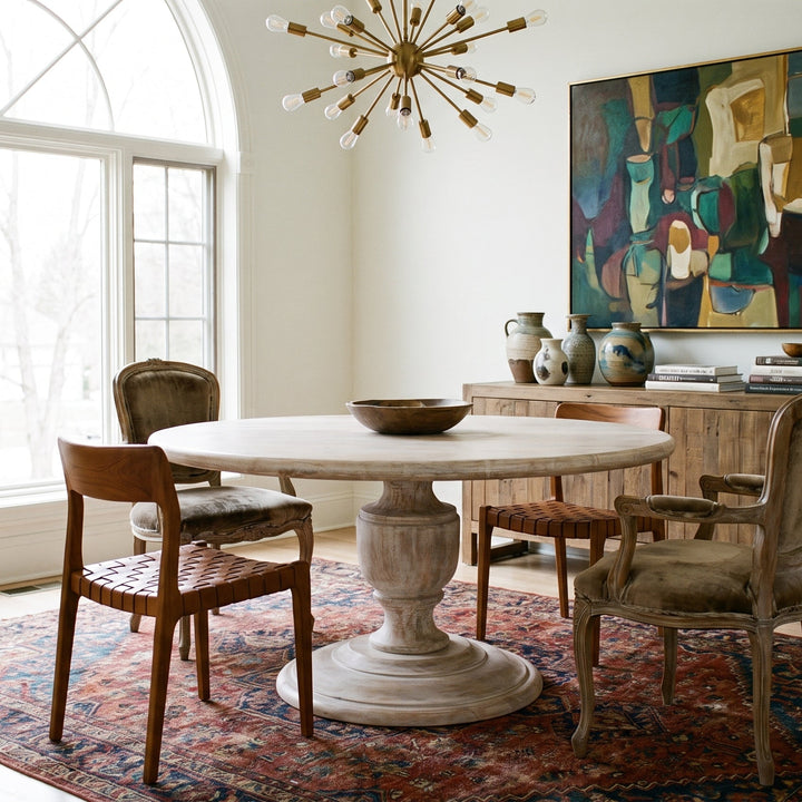 HEIRLOOM WHITE 60" ROUND PEDESTAL DINING TABLE