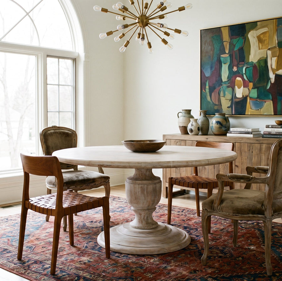 HEIRLOOM WHITE 60" ROUND PEDESTAL DINING TABLE