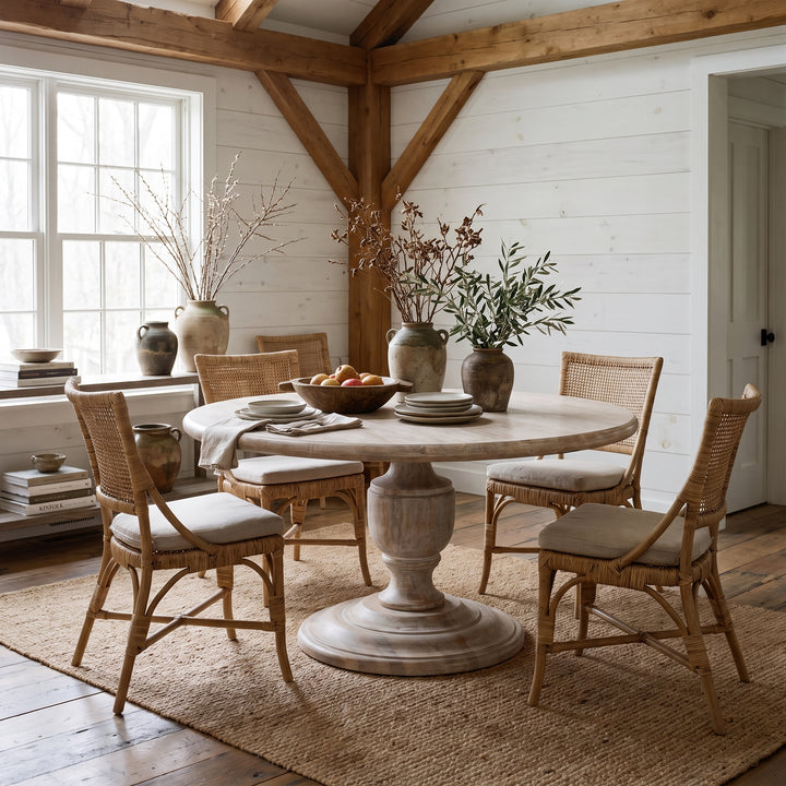 HEIRLOOM WHITE 60" ROUND PEDESTAL DINING TABLE