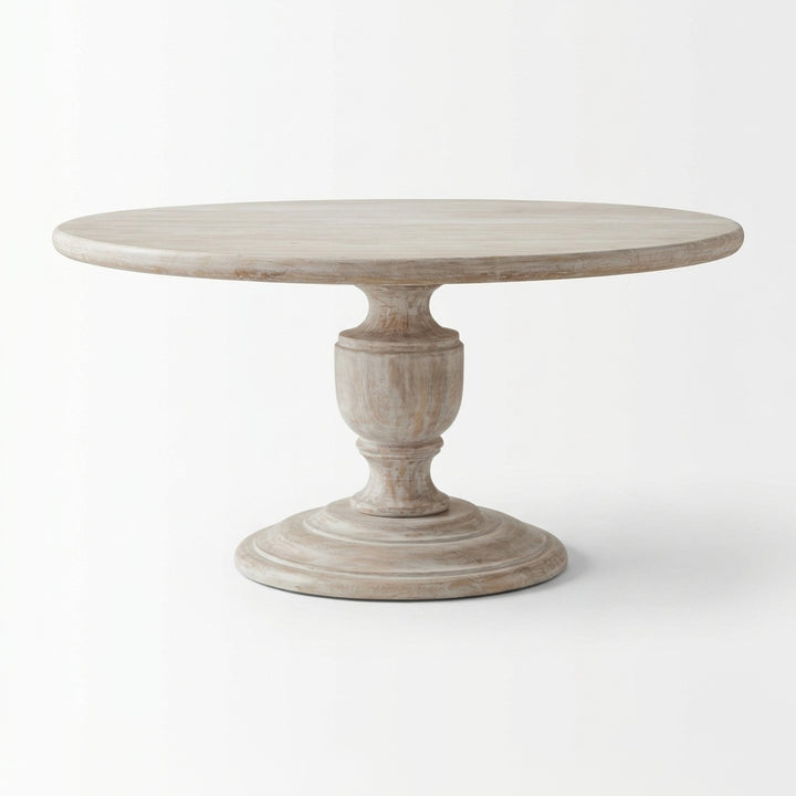 HEIRLOOM WHITE 60" ROUND PEDESTAL DINING TABLE