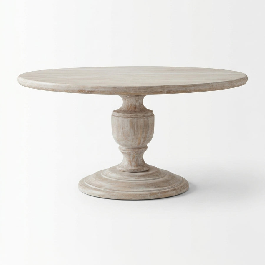 HEIRLOOM WHITE 60" ROUND PEDESTAL DINING TABLE