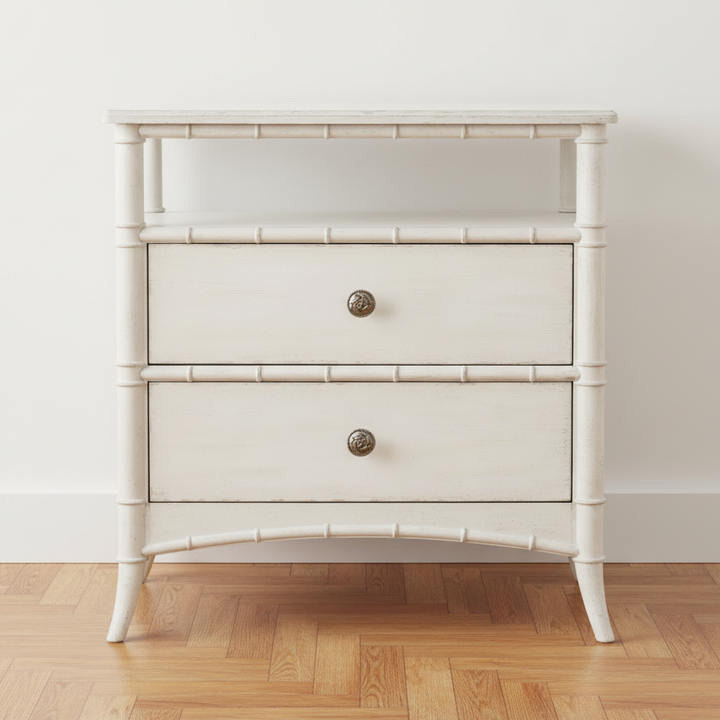 WHITE HERON OPEN SHELF NIGHTSTAND