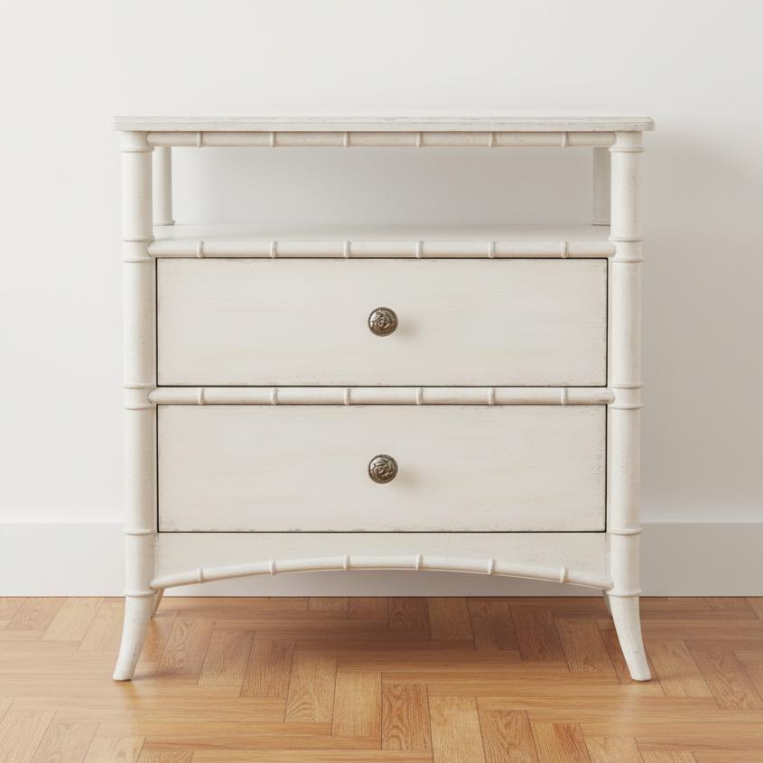 WHITE HERON OPEN SHELF NIGHTSTAND