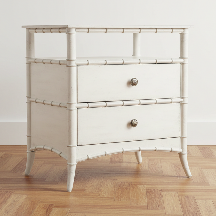 WHITE HERON OPEN SHELF NIGHTSTAND