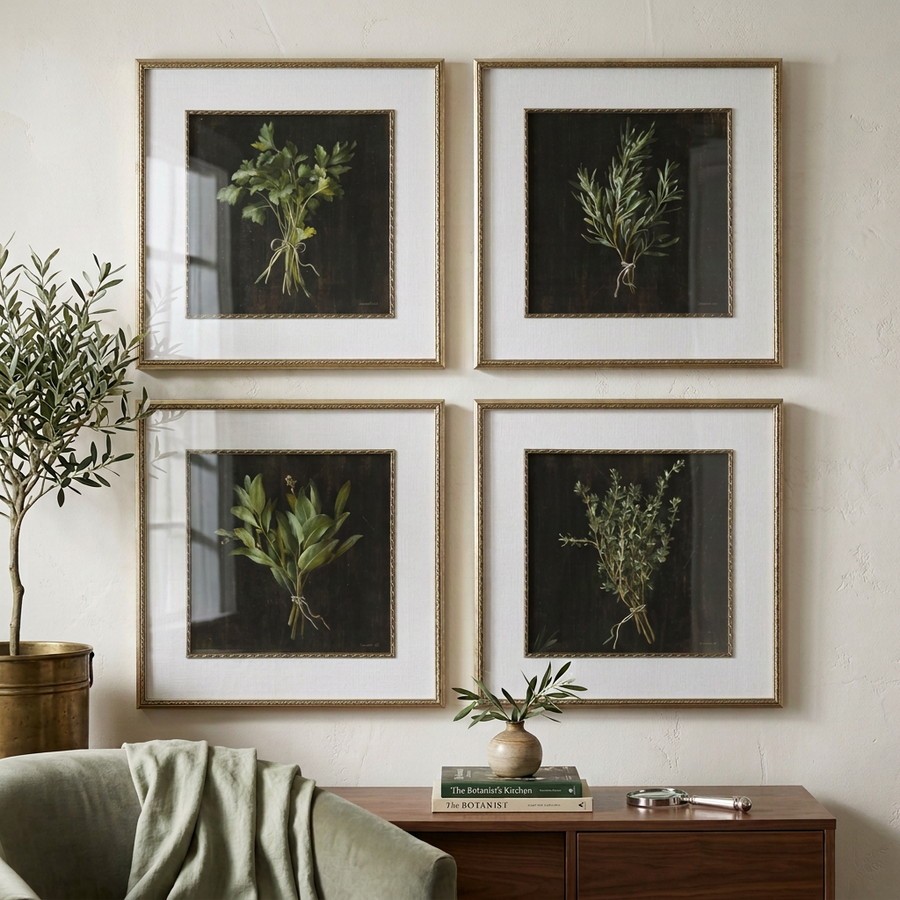 "HERBARIUM" GLASS FRAMED PRINTS | SET OF 4