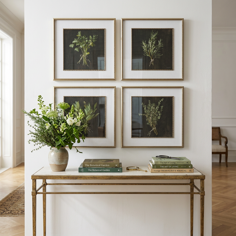 "HERBARIUM" GLASS FRAMED PRINTS | SET OF 4