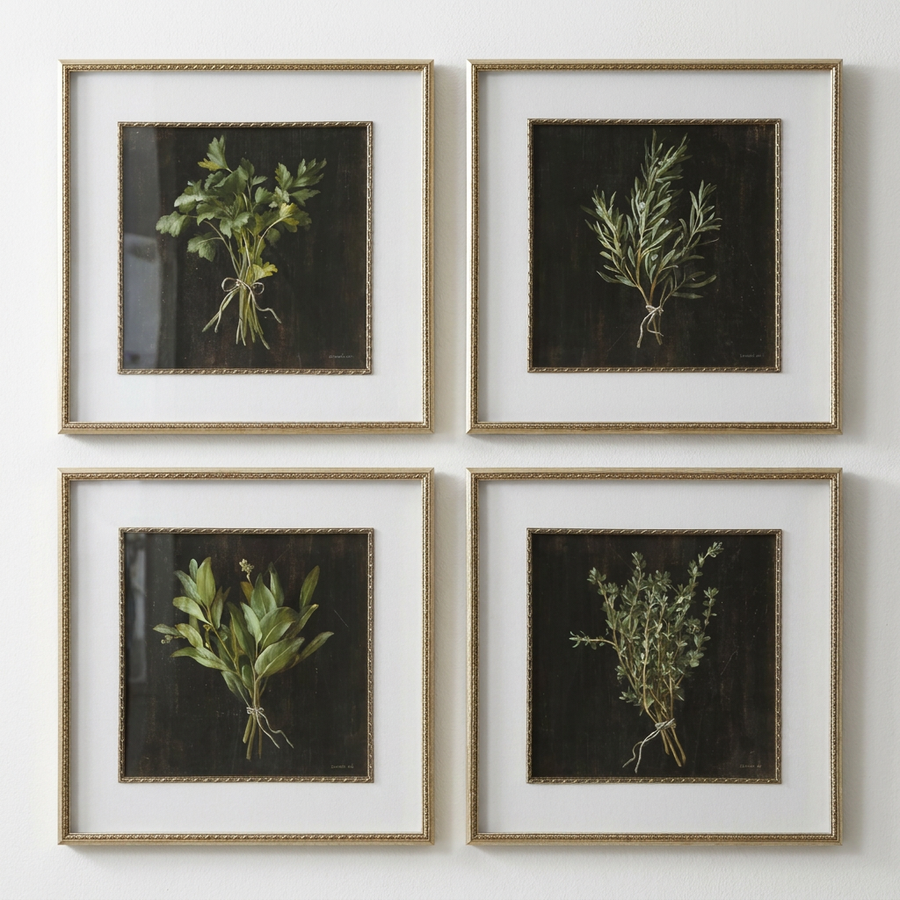 "HERBARIUM" GLASS FRAMED PRINTS | SET OF 4