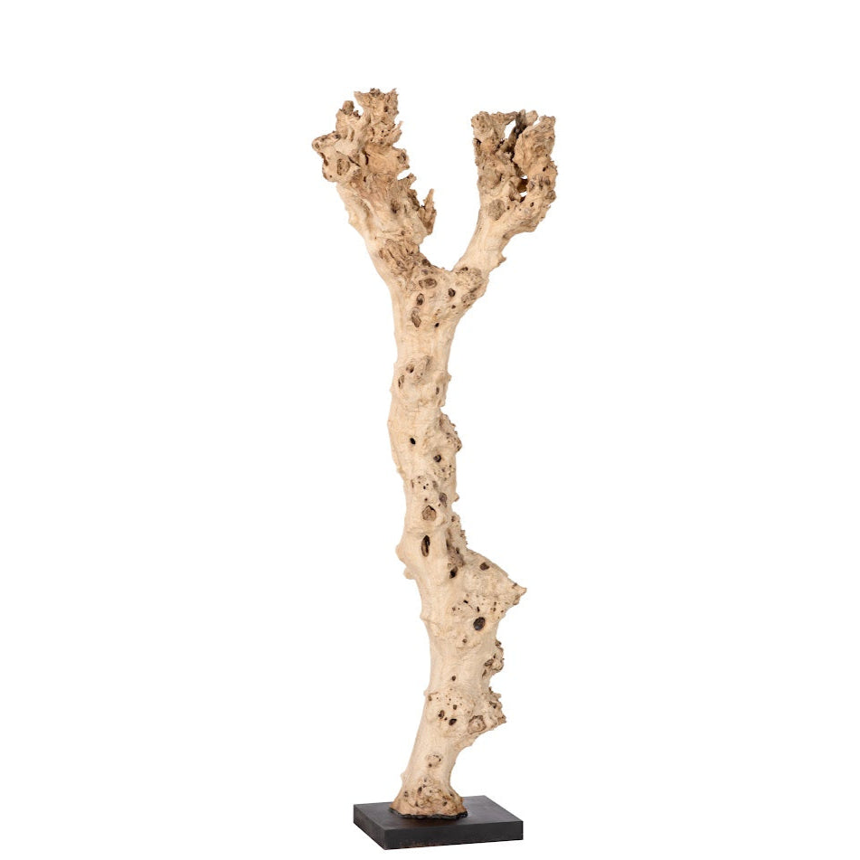 NATURAL ABSTRACT WOOD SCULPTURE ON BLACK BASE