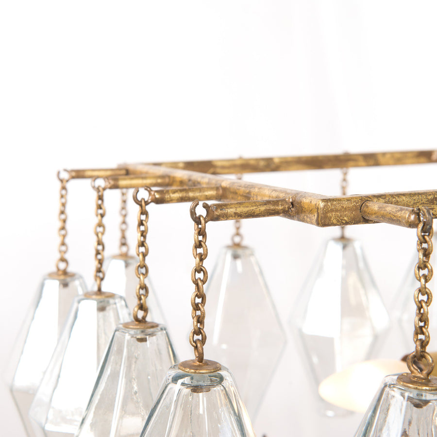 ADELINE GOLD LEAF RECTANGULAR CHANDELIER