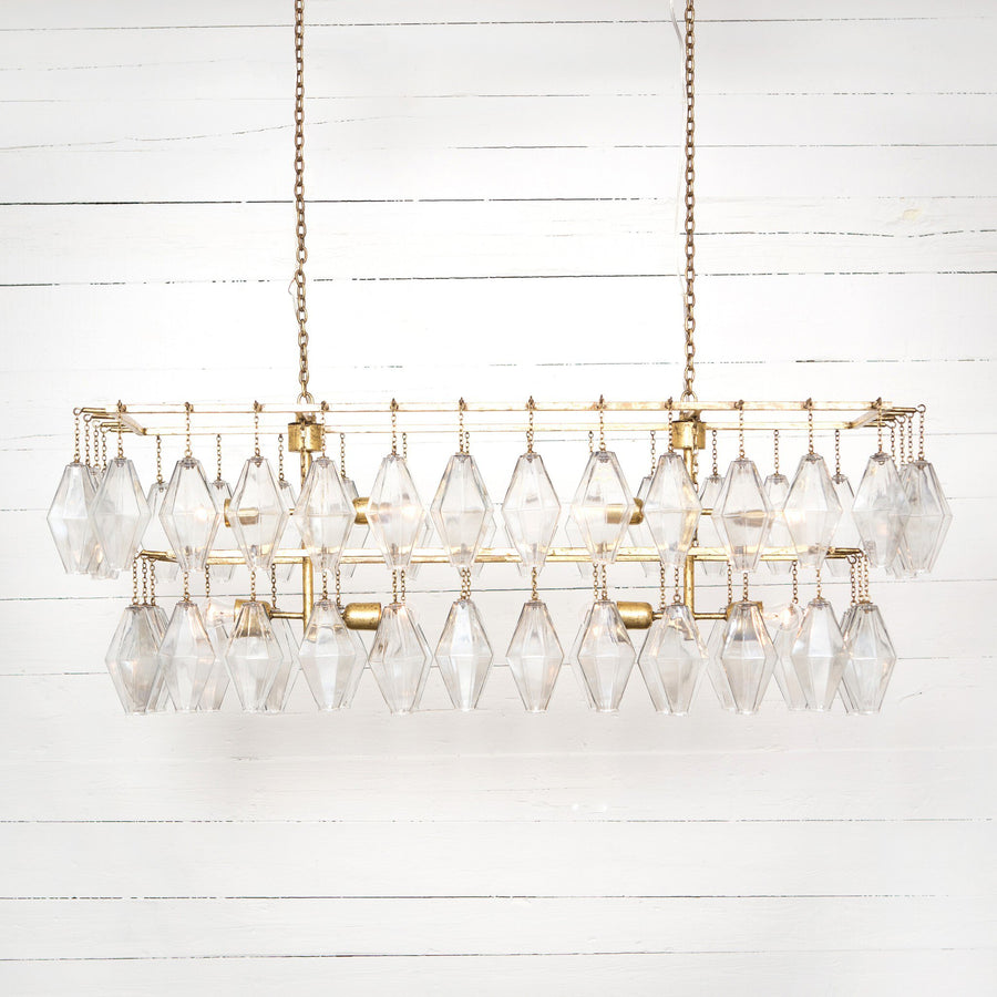 ADELINE GOLD LEAF RECTANGULAR CHANDELIER