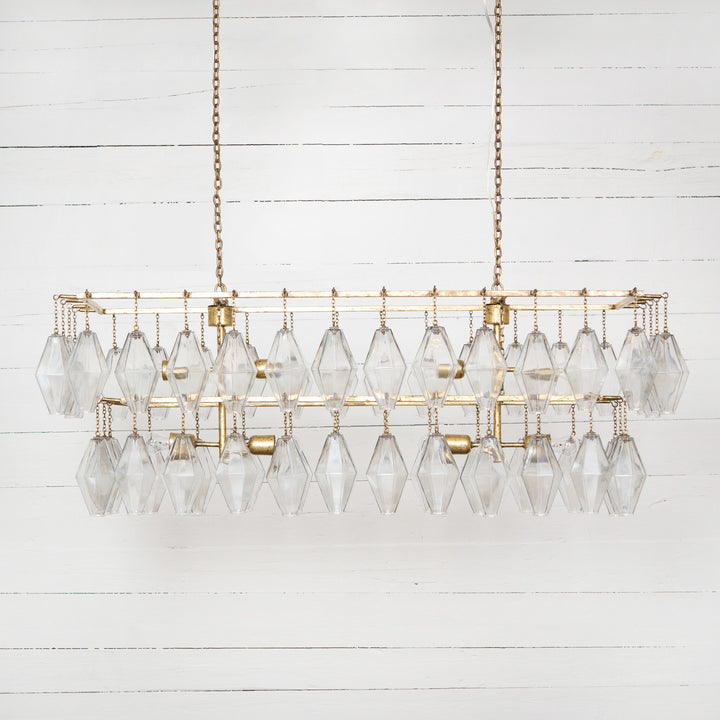 ADELINE GOLD LEAF RECTANGULAR CHANDELIER