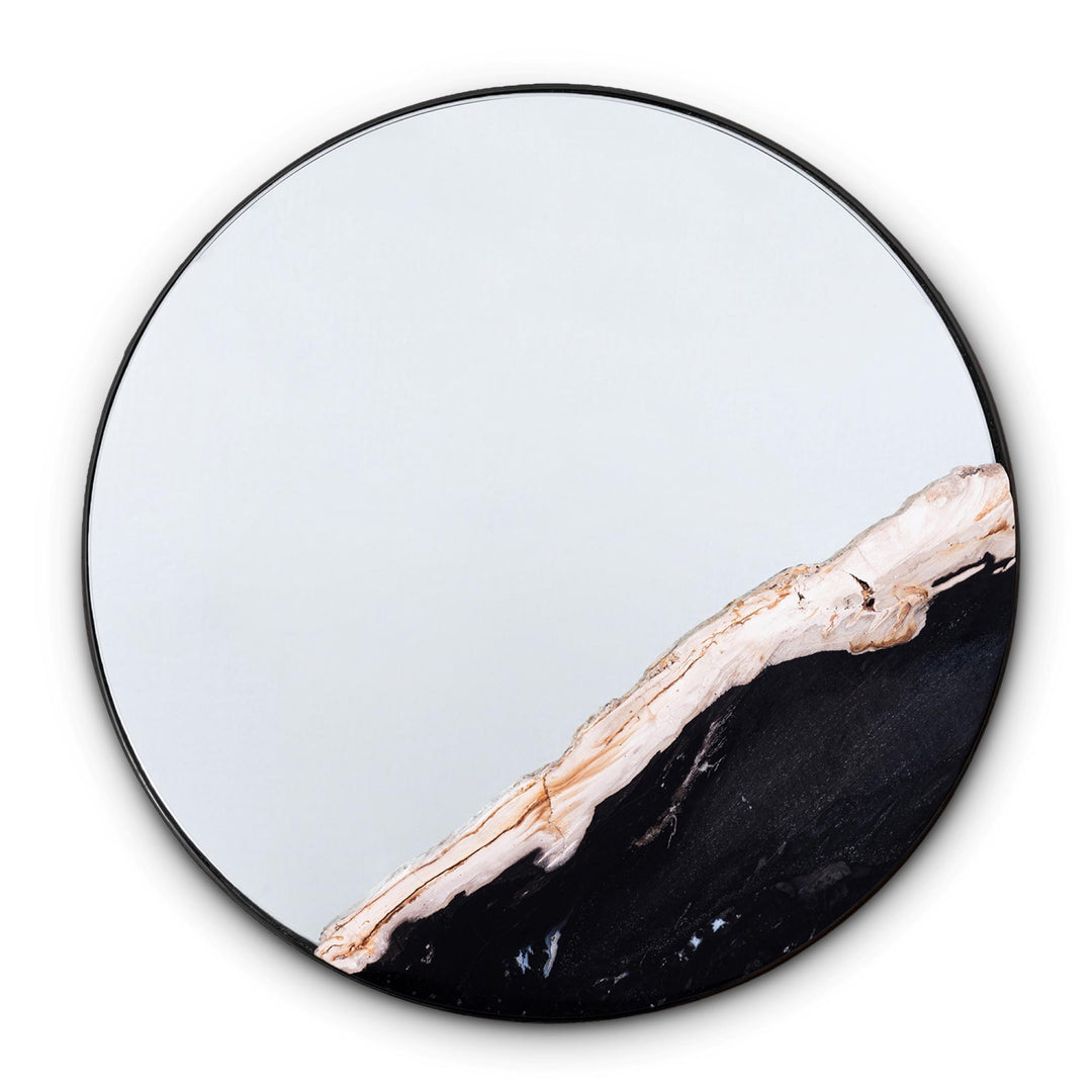 RELIQUE DARBY PETRIFIED WOOD ROUND MIRROR