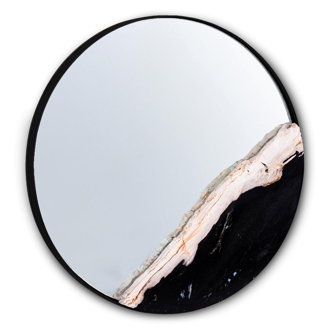 RELIQUE DARBY PETRIFIED WOOD ROUND MIRROR