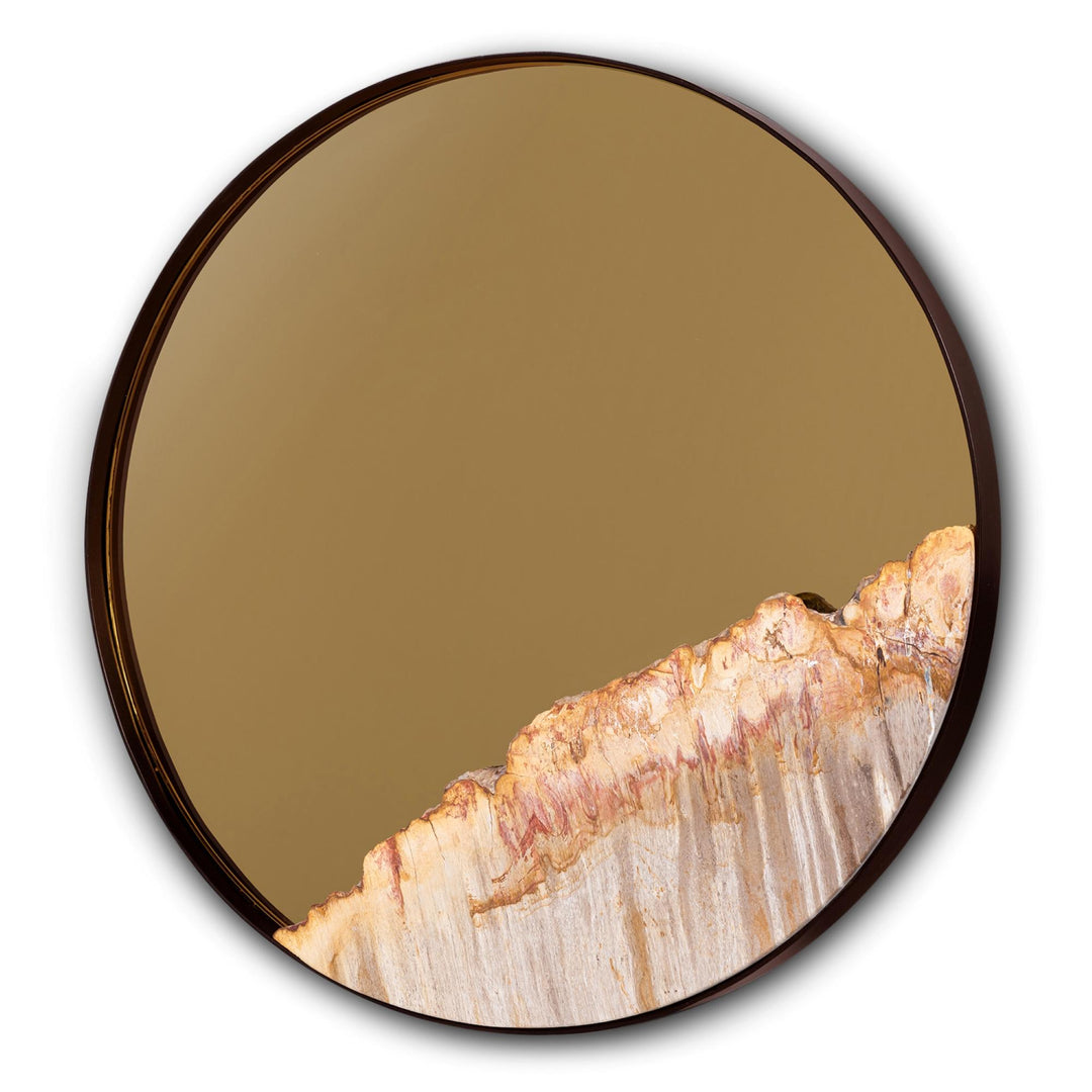 RELIQUE DARBY PETRIFIED WOOD ROUND MIRROR