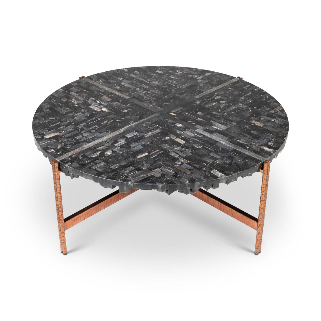 MODERN BRAZILIAN ATENAS TAUARI WOOD ROUND DINING TABLE - UPPER VIEW