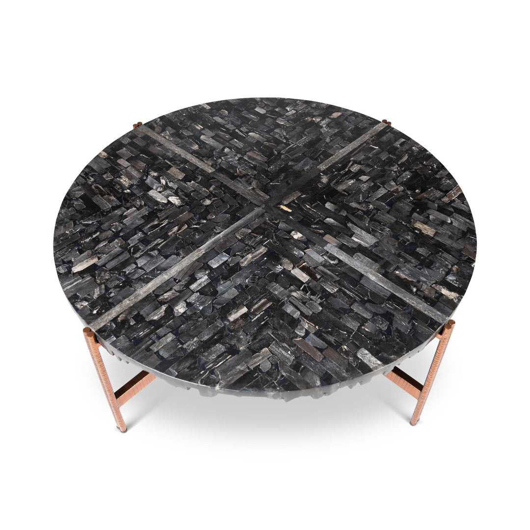 MODERN BRAZILIAN ATENAS TAUARI WOOD ROUND DINING TABLE - UPPER VIEW