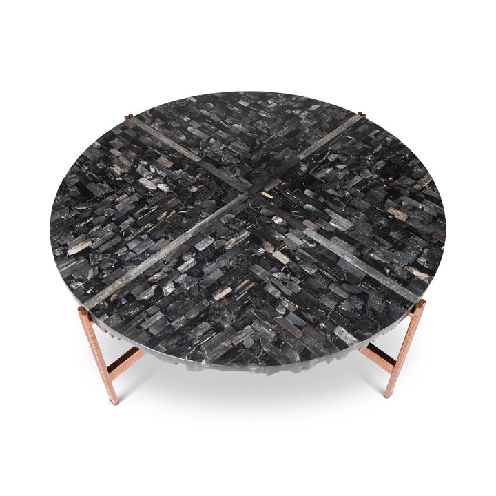 MODERN BRAZILIAN ATENAS TAUARI WOOD ROUND DINING TABLE - UPPER VIEW