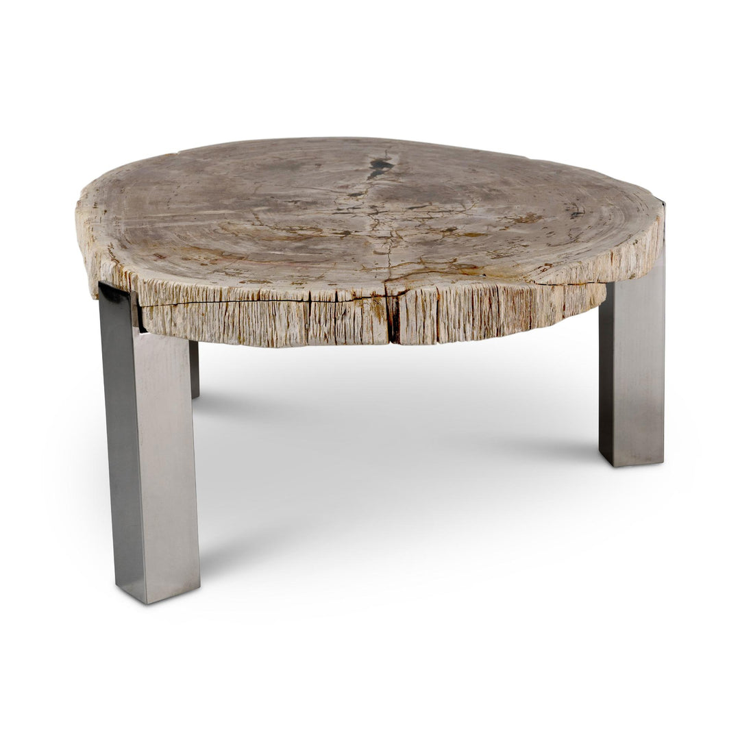 RELIQUE KOL NATURAL DARK PETRIFIED WOOD COFFEE TABLE - NATURAL LIGHT - FRONT VIEW