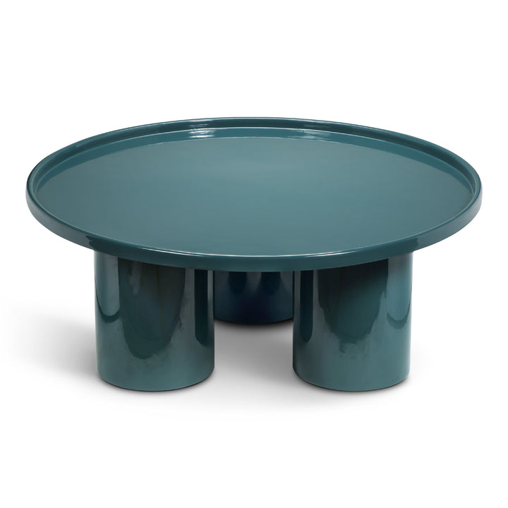 ECLAT SOFIA ENAMEL ROUND COFFEE TABLE - TEAL - UPPER VIEW