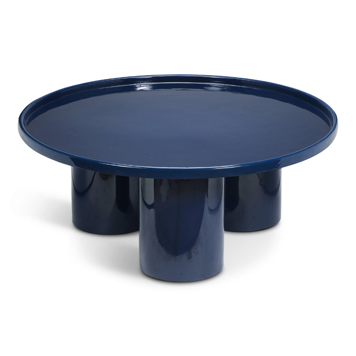 ECLAT SOFIA ENAMEL ROUND COFFEE TABLE - NAVY - UPPER VIEW