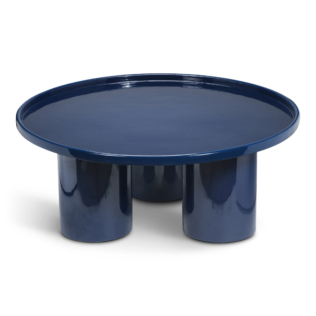 ECLAT SOFIA ENAMEL ROUND COFFEE TABLE - NAVY - UPPER VIEW