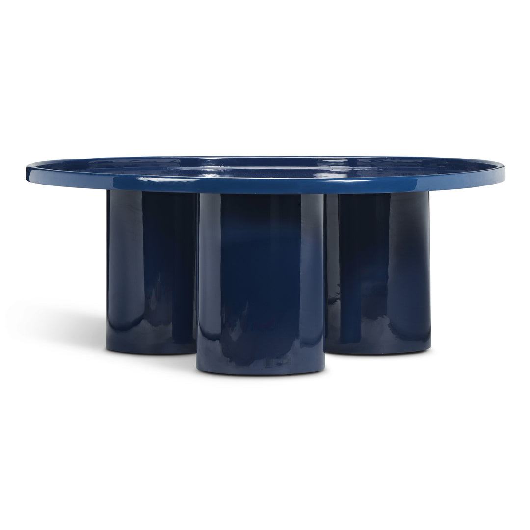 ECLAT SOFIA ENAMEL ROUND COFFEE TABLE - NAVY - FRONT VIEW