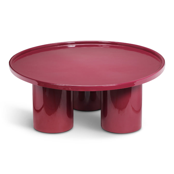 ECLAT SOFIA ENAMEL ROUND COFFEE TABLE - PLUM - UPPER VIEW