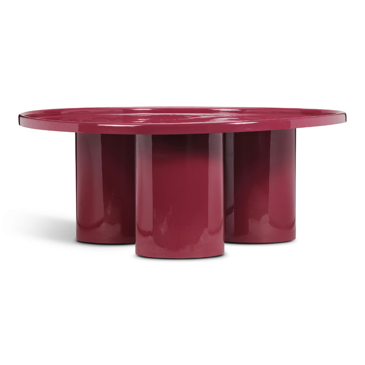 ECLAT SOFIA ENAMEL ROUND COFFEE TABLE - PLUM - FRONT VIEW