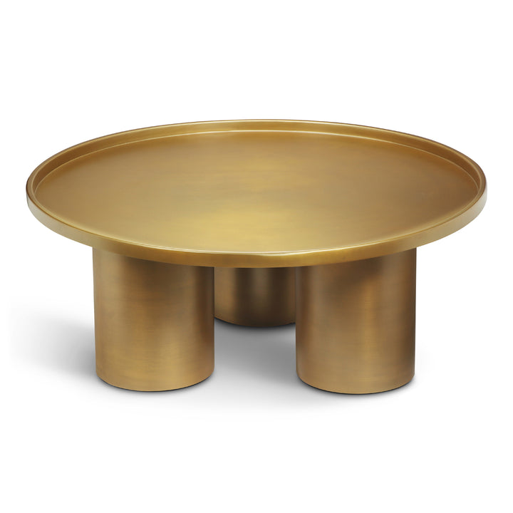 ECLAT SOFIA INDUSTRIAL ROUND TOP COFFEE TABLE - INDUSTRAIL BRASS - FRONT VIEW