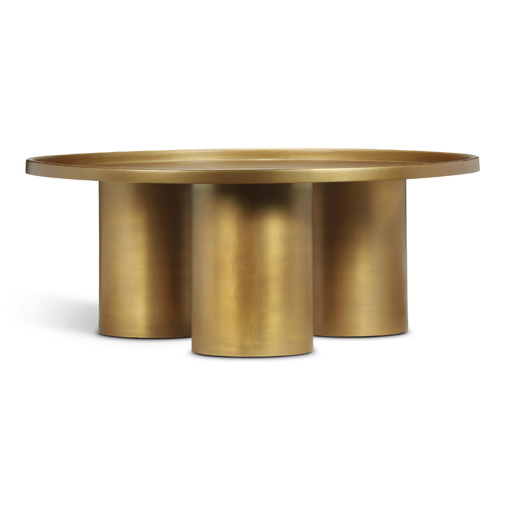 ECLAT SOFIA INDUSTRIAL ROUND TOP COFFEE TABLE - INDUSTRAIL BRASS - FRONT VIEW