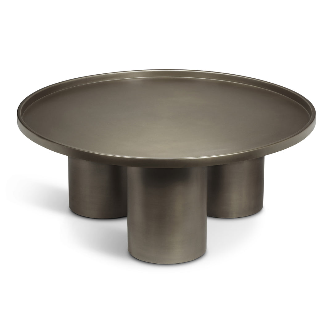 ECLAT SOFIA INDUSTRIAL ROUND TOP COFFEE TABLE - INDUSTRAIL NICKEL - UPPER VIEW