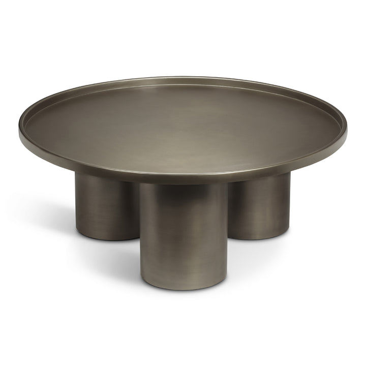 ECLAT SOFIA INDUSTRIAL ROUND TOP COFFEE TABLE - INDUSTRAIL NICKEL - UPPER VIEW